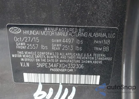 2016 Hyundai Sonata Sport from USA, damaged, VIN 5NPE34AFXGH332306